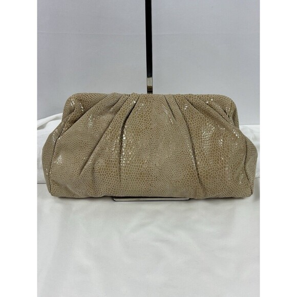 Hobo International Pillow Frame Clutch Tan Leather Snake Reptile Shoulder Strap - Picture 10 of 10